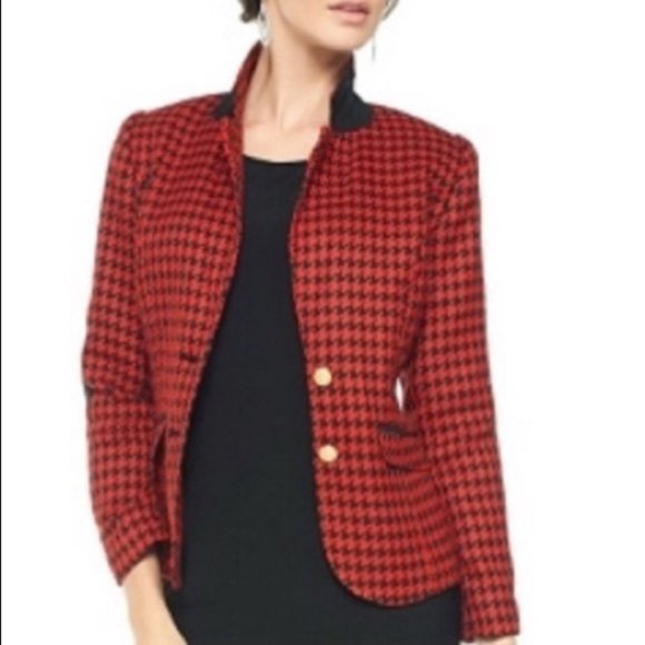 Joan Rivers Long-Sleeve Houndstooth Blazer NWOT